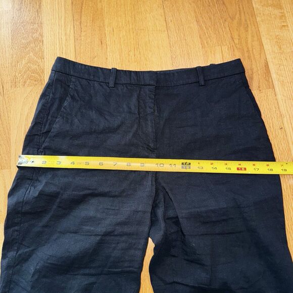 Theory Hartsdale NP Crunch Wash Linen Blend Straight Leg Ankle Pants Black Sz 4 - Picture 6 of 16